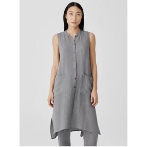 NEW Eileen Fisher Crinkled Organic Linen Midi Dress Size Medium Women's